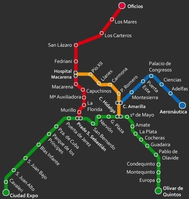 Seville subway station map